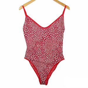 J. Crew Swimsuit One Piece Size 10 Reversible Strawberry Red White Striped NWT